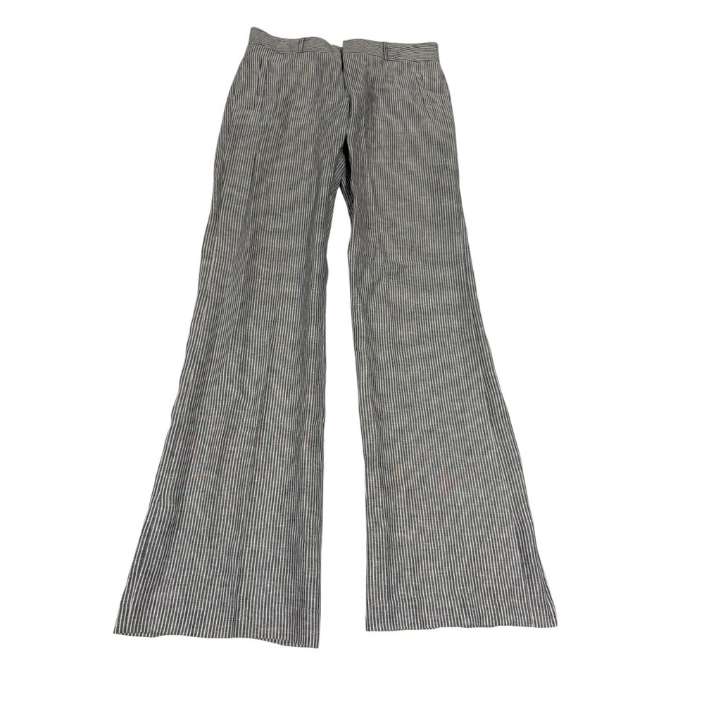 Banana Republic Trouser No. 718 Martin Fit Pants Women Size‎ 8L Blue White Linen